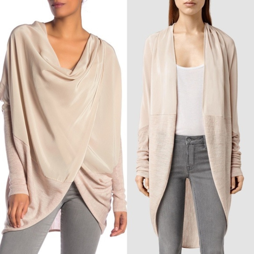 COPY - NWOT ALL SAINTS convertible silk wool wrap blouse